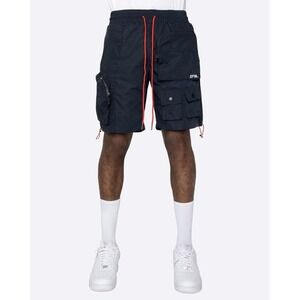 EPTM Men’s Black Multi-pocket Shinobi Cargo Shorts Size XL Elastic /‎ Drawstring